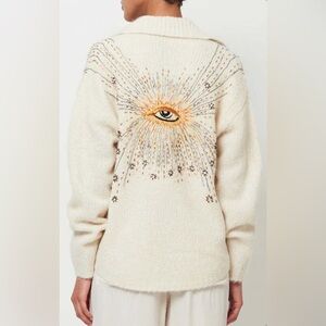 RAQUEL ALLEGRA Shae Eye Cardigan in cream size 0/S